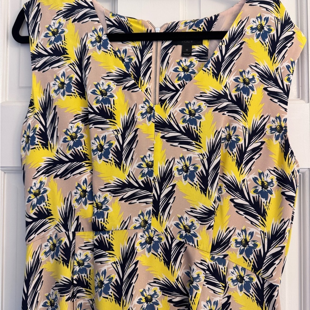 J. Crew Yellow and Blue Blouse with Floral Pattern